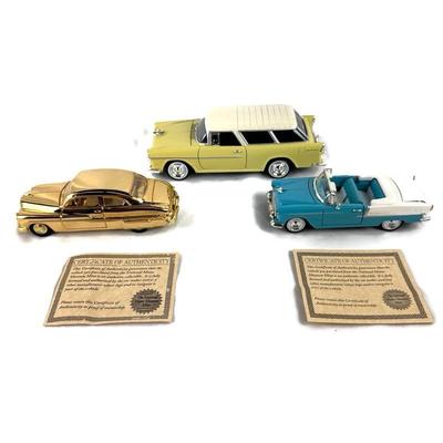 Lot of 3 Classic Diecast Cars with Certificates of Authenticity 