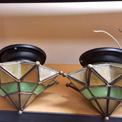 Pair of Vintage Starburst Flush Mount Ceiling Lights