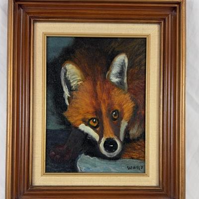 Framed Original Fox Portrait Oil Paint