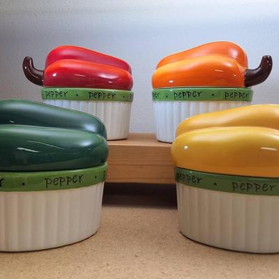 Set of 4 Certified International Bell Pepper Covered Bowls by Judy Phipps