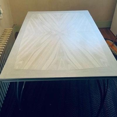 Vintage Grey White Formica Kitchen  Table 
with Chrome Legs