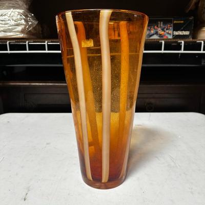Striped Murano Style Glass Vase