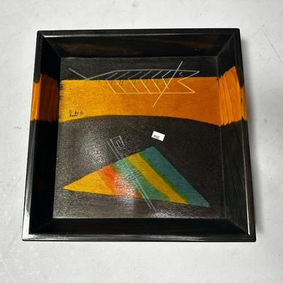 Kakadu Art Design Wooden Tray, Signed by Reut Shahar