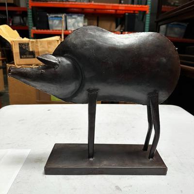 American Folk Art Metal Pig Sculpture