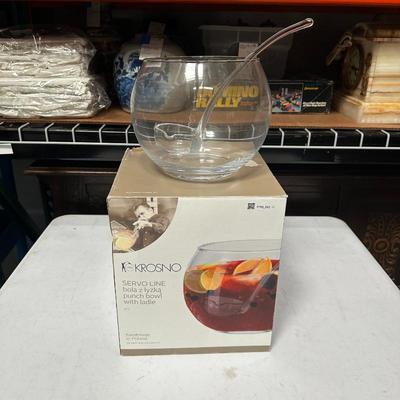 Krosno Servo Line Glass Punch Bowl w/ Ladle