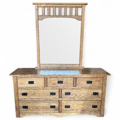 Rustic Solid Wood Dresser w/ Mirror