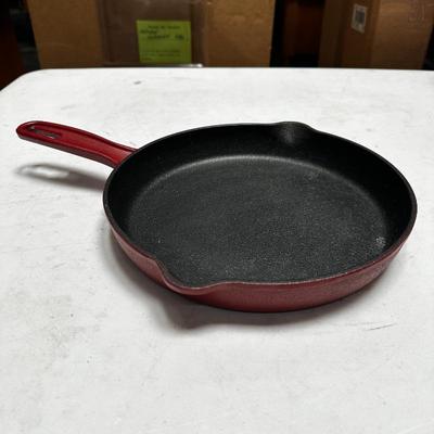 CE Cast Iron Fry Pan with Red Finish