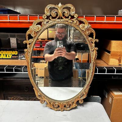 Oval Louis XVI-Style Mirror w/ Gilded Wood Frame