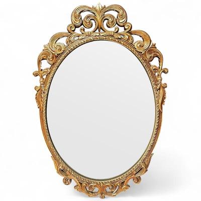 Oval Louis XVI-Style Mirror w/ Gilded Wood Frame