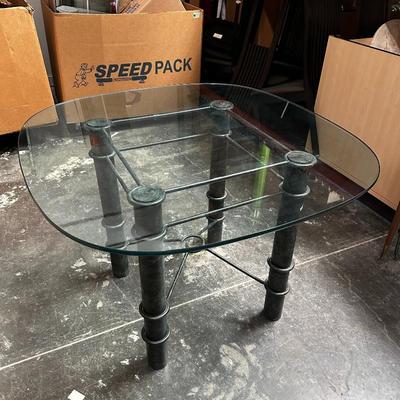 Postmodern Glass Table w/ Metal Legs