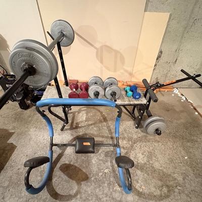 Weight Bench, Dumbbells, Ab Machine 
