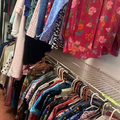 Closet Full of Women's Clothes - Pants, Blouses, T-Shirts, Coats, Blazers, Sweaters, Dresses