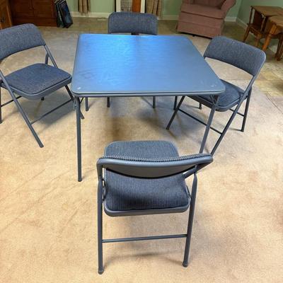 Blue Card Table With Padded Chairs