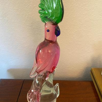 Vintage Murano Style Glass Parrot Cockatoo 
