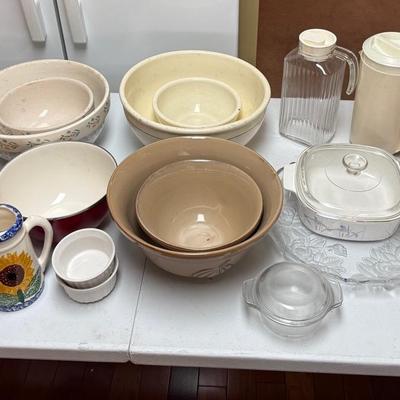 Large Ceramic Serving/mixing Bowls, Corning Ware, Pitchers, Platters, And More!