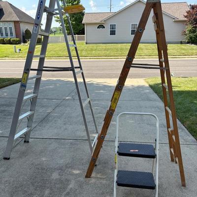 8 Ft Aluminum Ladder, 7 Ft Wood Ladder, Stepstool