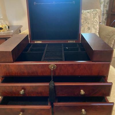 Large Jewelry Box with Lots of Storage! Includes Original Key 