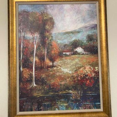 Huge Painting 36" x 38" with Gold Frame 