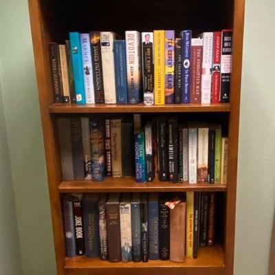 Wood Bookshelf Full of Books - Includes Coffee Table Books, Music DVD's & More 