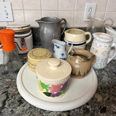 Butter Crock, Assorted Creamers/pitchers