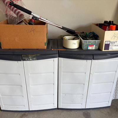 Two Storage Containers With Boxes Of Supplies 