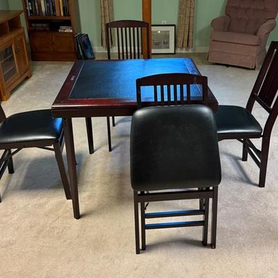 Wooden Folding Table With 4 Padded Chairs
