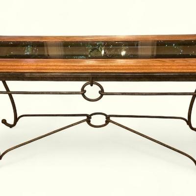 Metal Framed Glass Top Console Table (18 x 53 x 28)