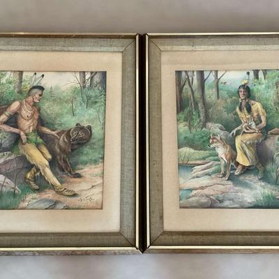 Jos. M. Finkle Native American Watercolors (19.5 x 23.5)