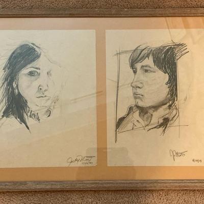 Judy Mons Framed Portrait Pencil Drawings