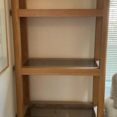  Hardwood Bookcase with Smoked glass Inserts 