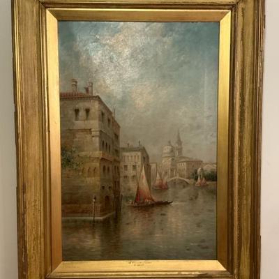 James Salt Venetian Harbor Oil Painting (29 x 40)