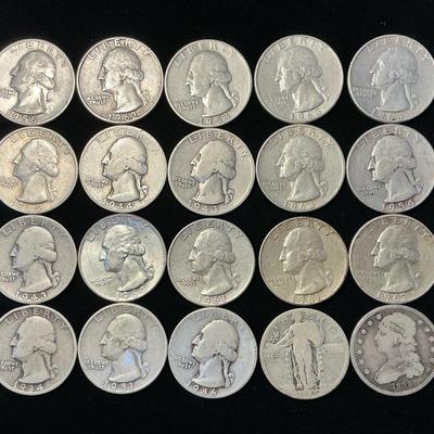 Silver Quarters (20 Count) Inc 1834 Capped Bust (MMC61)