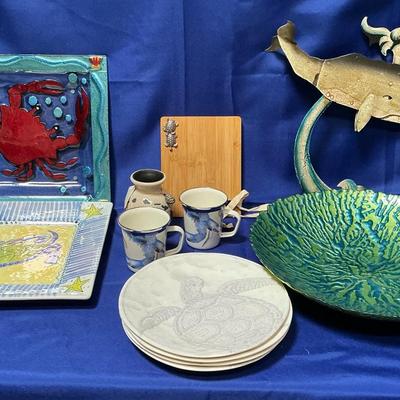 Tommy Bahama Turtle Plates, Javier Gayton Vase, Crab Plates, & More