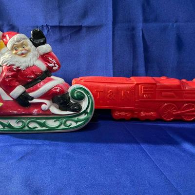 Vintage Santa Blow Mold And Train 