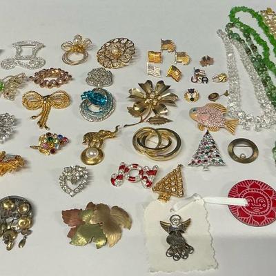 Costume Jewelry Brooches And Pearls, Cloisonné And More 