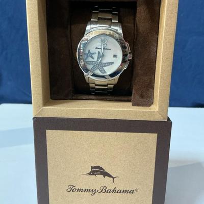 Tommy Bahama Abalone Silvertone Starfish Watch 