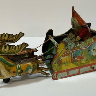 Strauss Mechanical Toys Santee Claus Tin Windup Toy
