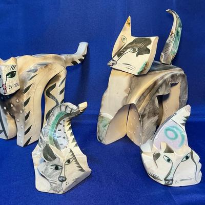Jeri Burdick Abstract Ceramic Cat Sculptures 