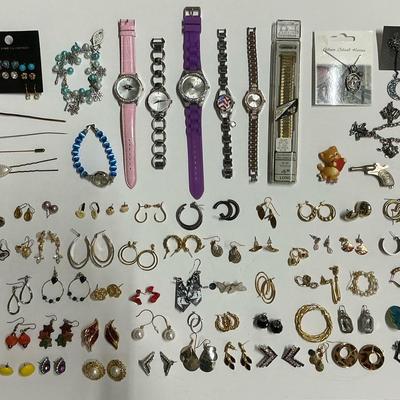 Costume Jewelry incl. Earrings, Hat Pins, Watches, & More