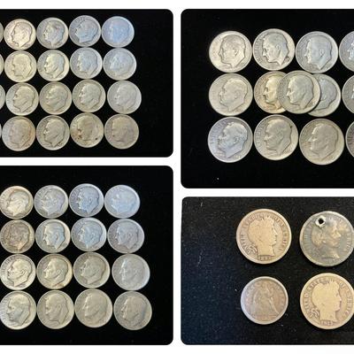 Eisenhower Silver Dimes (53 Count) + Barber Dimes & Half Dime (MMC45)