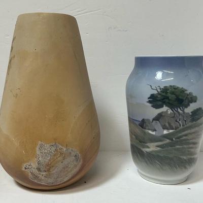 Royal Copenhagen Porcelain Countryside Scene Vase & Pottery Vase