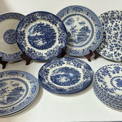 Assorted Blue & White Plates