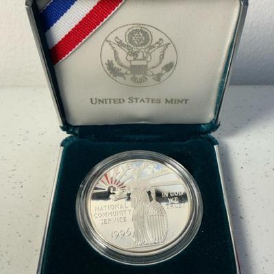 1996 National Community Service Proof Silver Dollar 