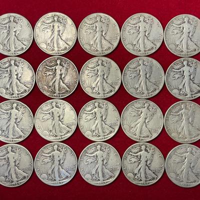 Walking Liberty Silver Half-Dollars (20 Count) (MMC70)