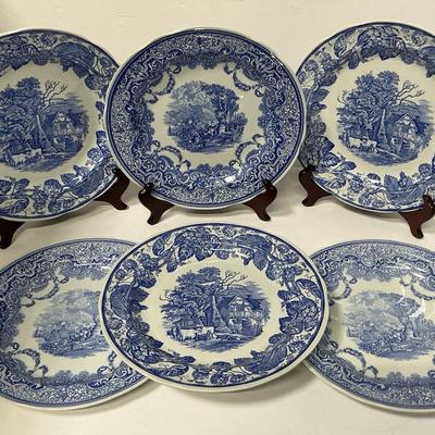 Spode The Blue Room Continental Views & Rural Scenes China Plates
