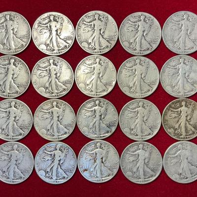 Walking Liberty Silver Half-Dollars (20 Count) (MMC73)