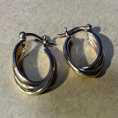 14kt Gold (585) Triple Hoop Earrings (1.65g) 
