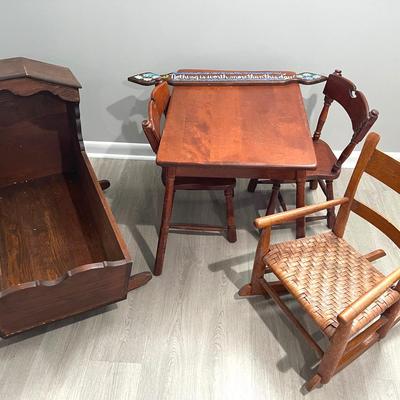Children’s Table Chairs & Cradle 