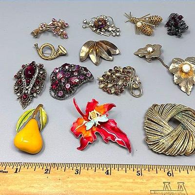 MCM brooches featuring Hattie Carnegie, Monet, Kramer of New York