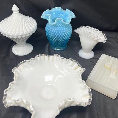 Fenton, Westmoreland Bowls Boxes Milk glass 